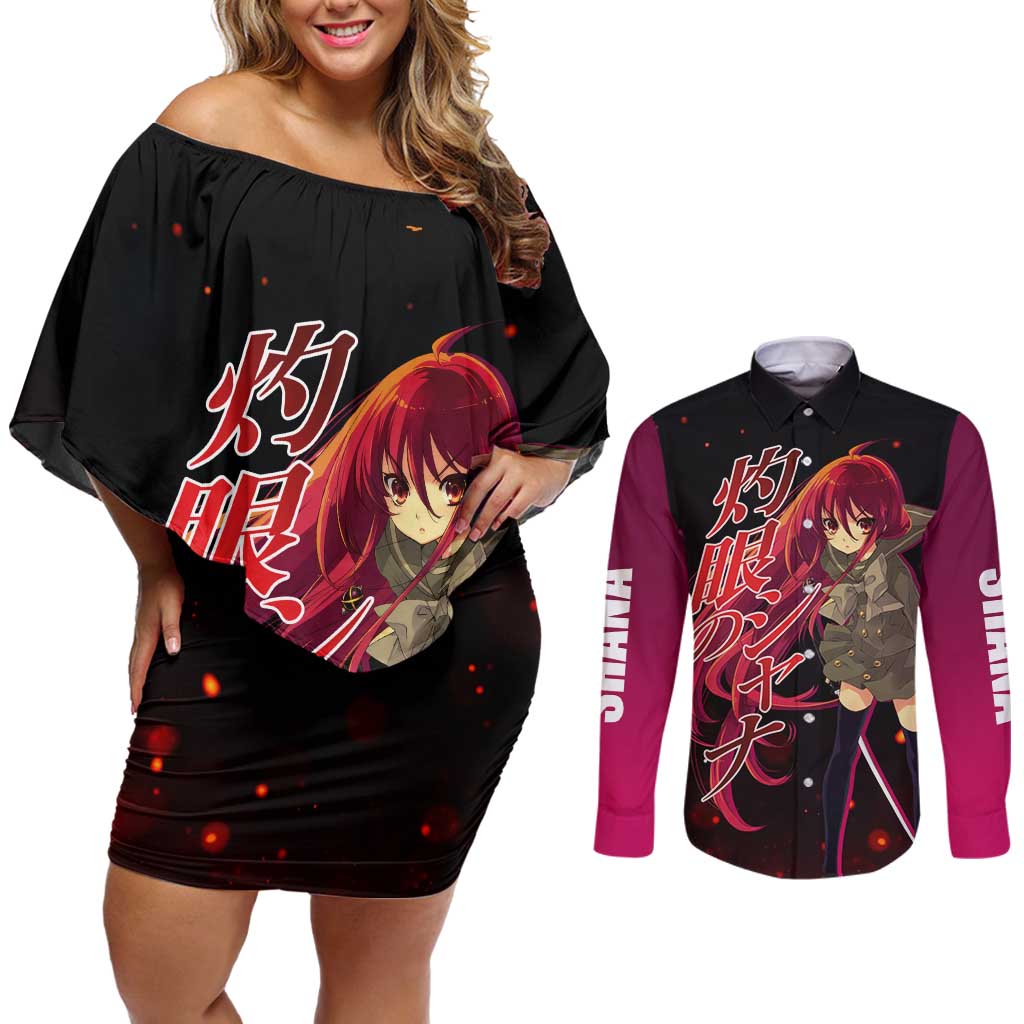 Shana - Shakugan no Shana Couples Matching Off Shoulder Short Dress and Long Sleeve Button Shirt Anime Style