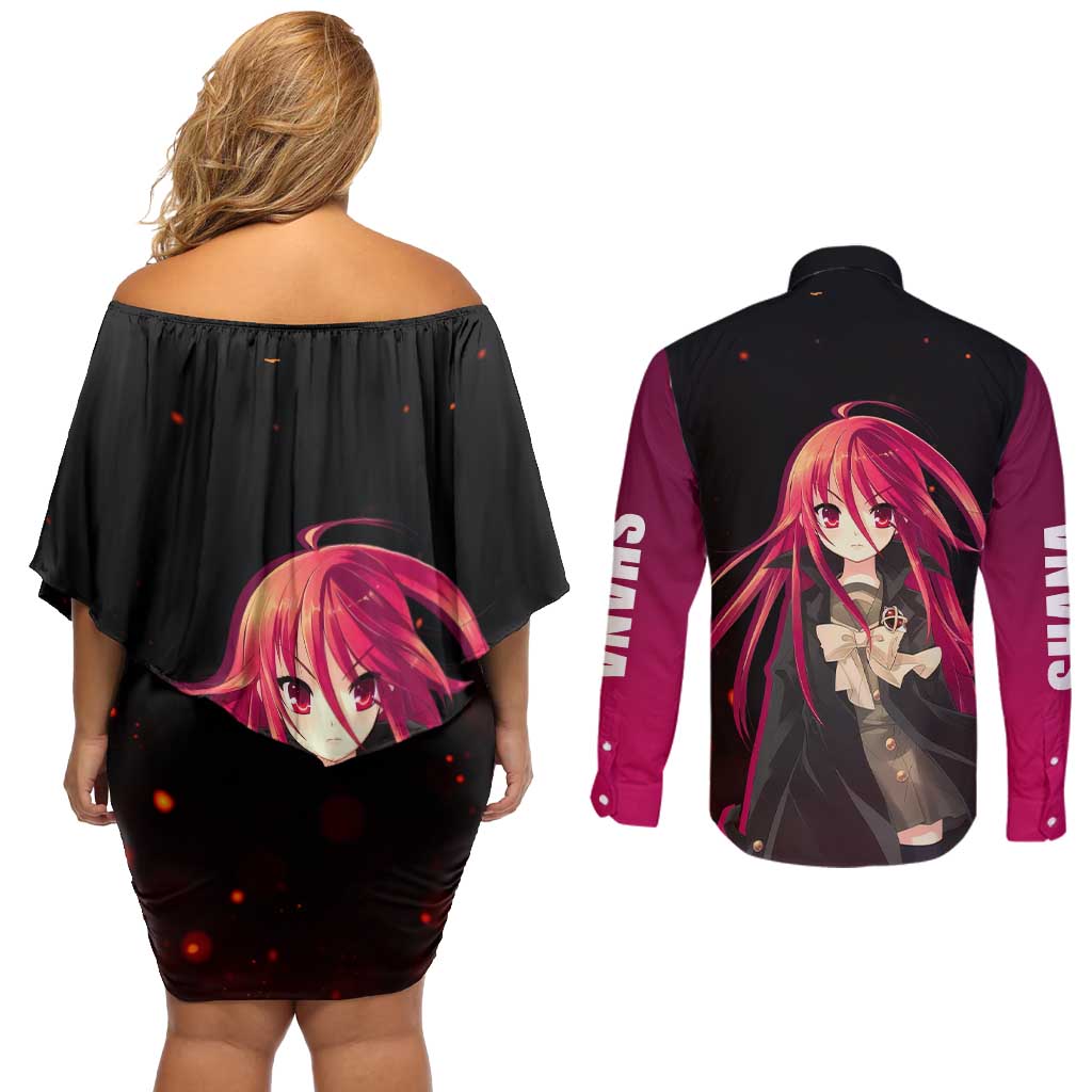 Shana - Shakugan no Shana Couples Matching Off Shoulder Short Dress and Long Sleeve Button Shirt Anime Style