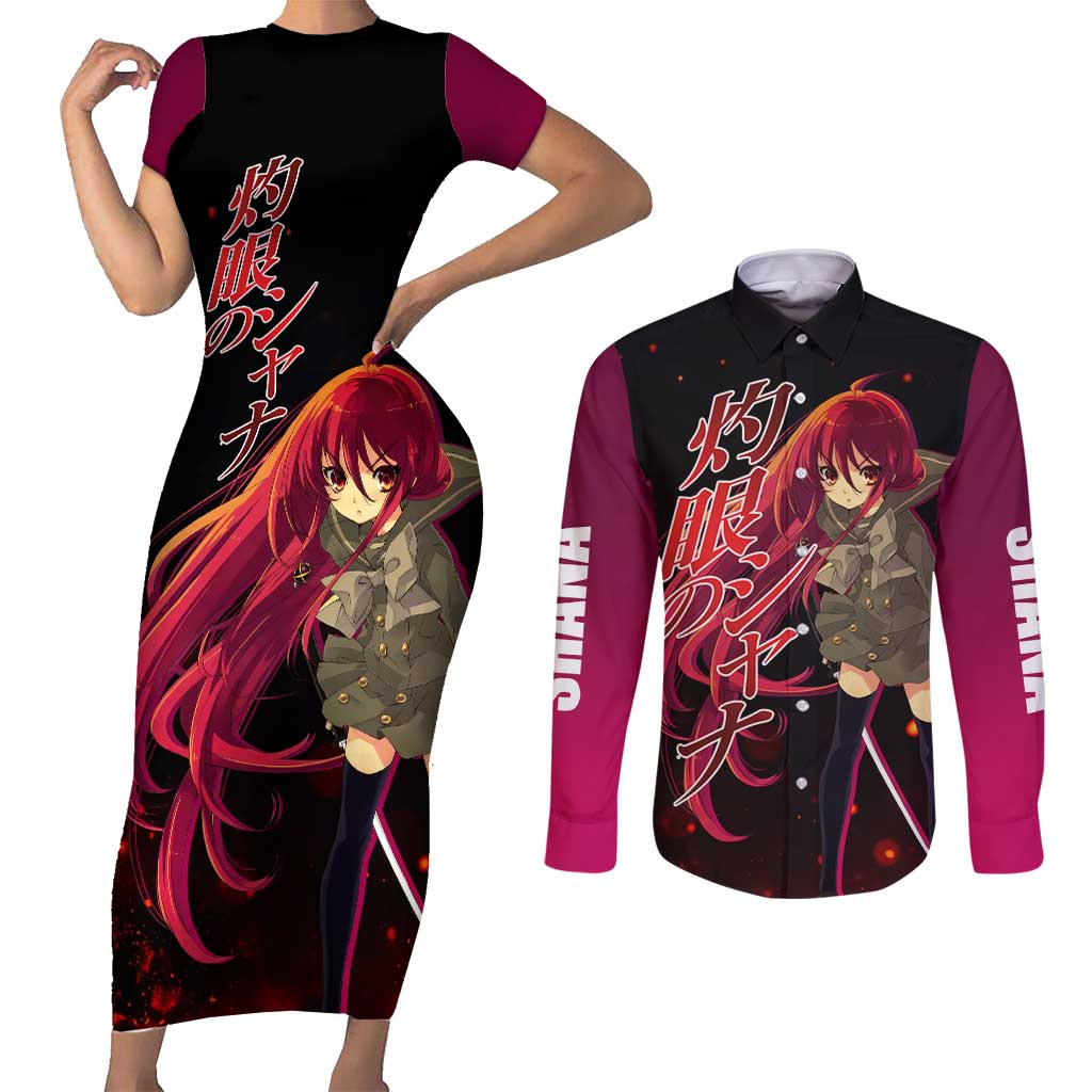 Shana - Shakugan no Shana Couples Matching Short Sleeve Bodycon Dress and Long Sleeve Button Shirt Anime Style