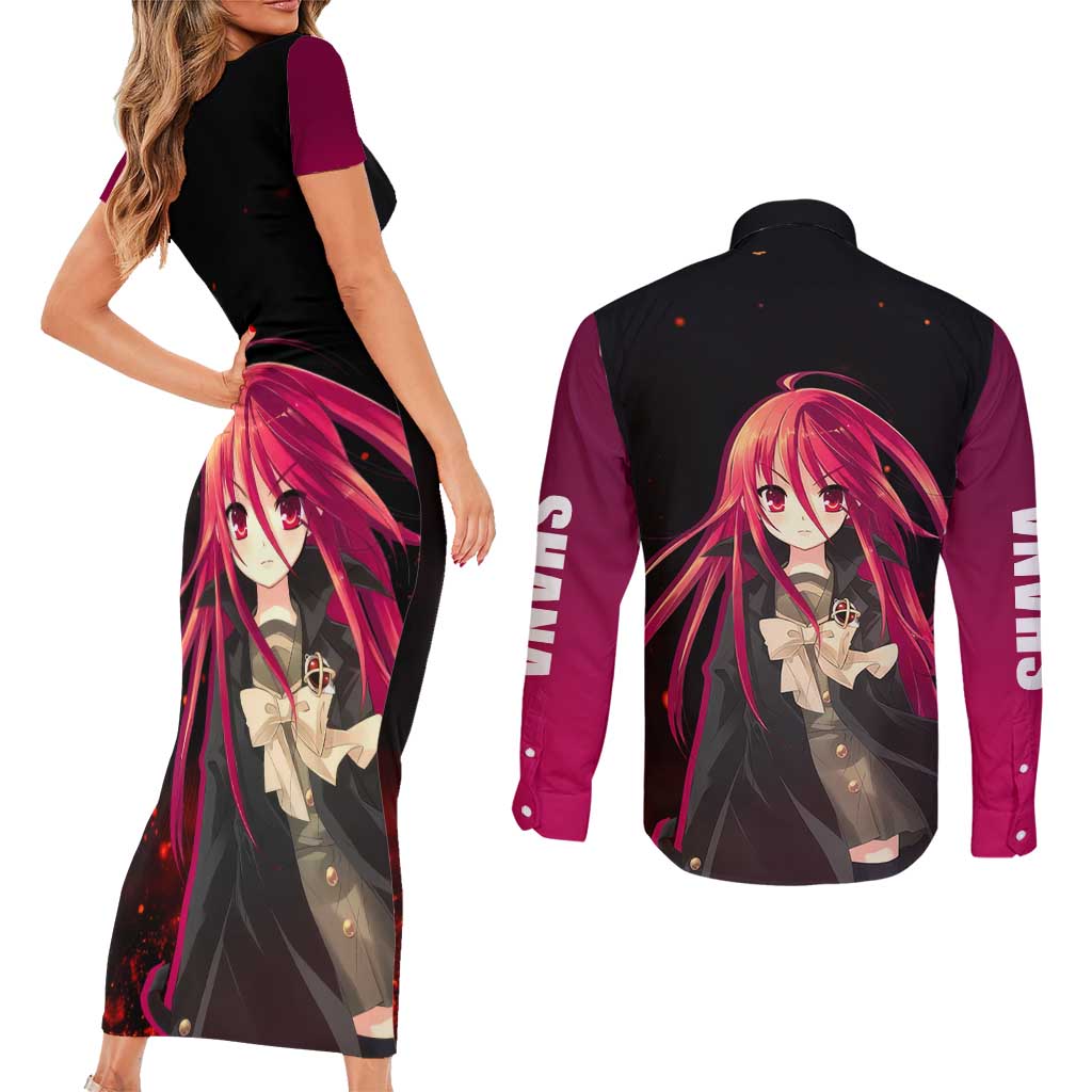 Shana - Shakugan no Shana Couples Matching Short Sleeve Bodycon Dress and Long Sleeve Button Shirt Anime Style
