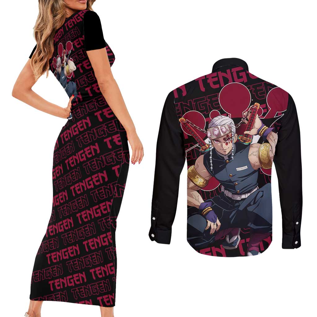 Tengen Uzui - Demon Slayer Couples Matching Short Sleeve Bodycon Dress and Long Sleeve Button Shirt Anime Style