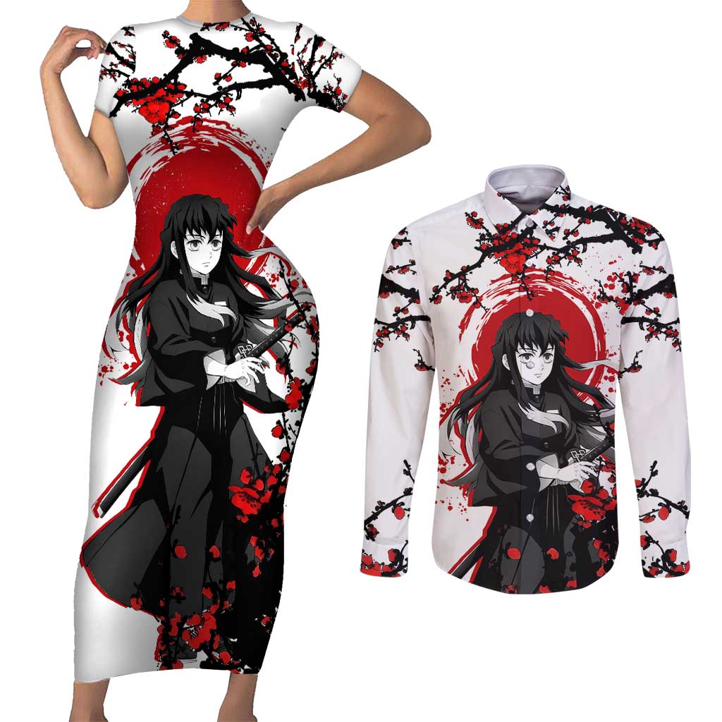 Muichiro Tokito - Demon Slayer Couples Matching Short Sleeve Bodycon Dress and Long Sleeve Button Shirt Anime Japan Style
