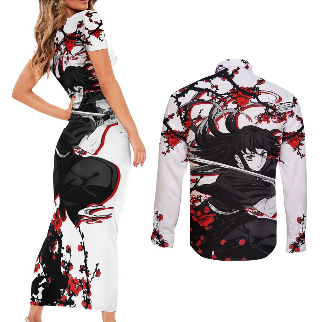 Muichiro Tokito - Demon Slayer Couples Matching Short Sleeve Bodycon Dress and Long Sleeve Button Shirt Anime Japan Style