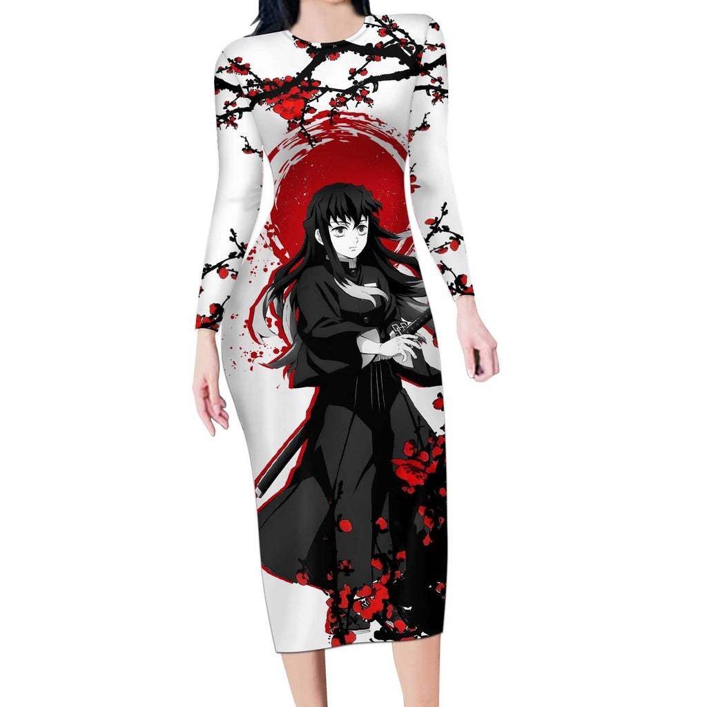Muichiro Tokito - Demon Slayer Long Sleeve Bodycon Dress Anime Japan Style