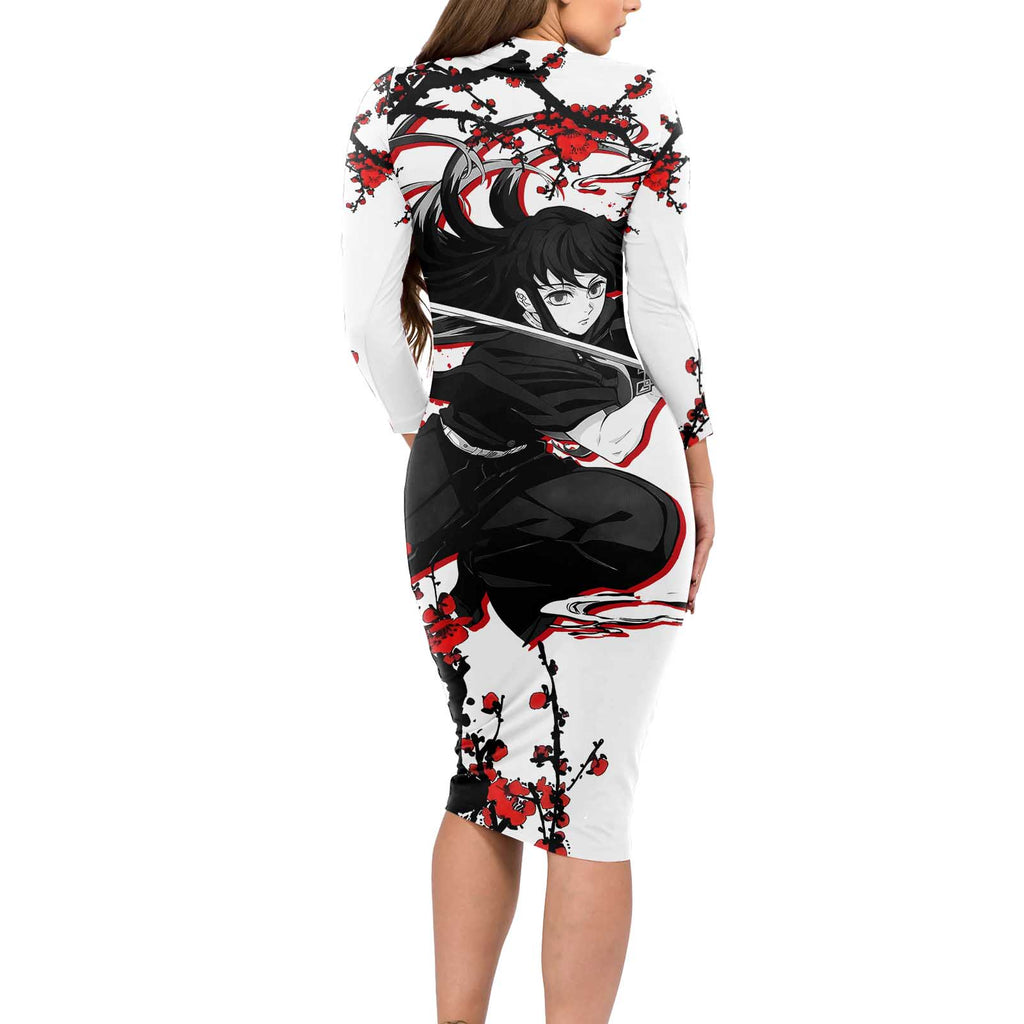 Muichiro Tokito - Demon Slayer Long Sleeve Bodycon Dress Anime Japan Style