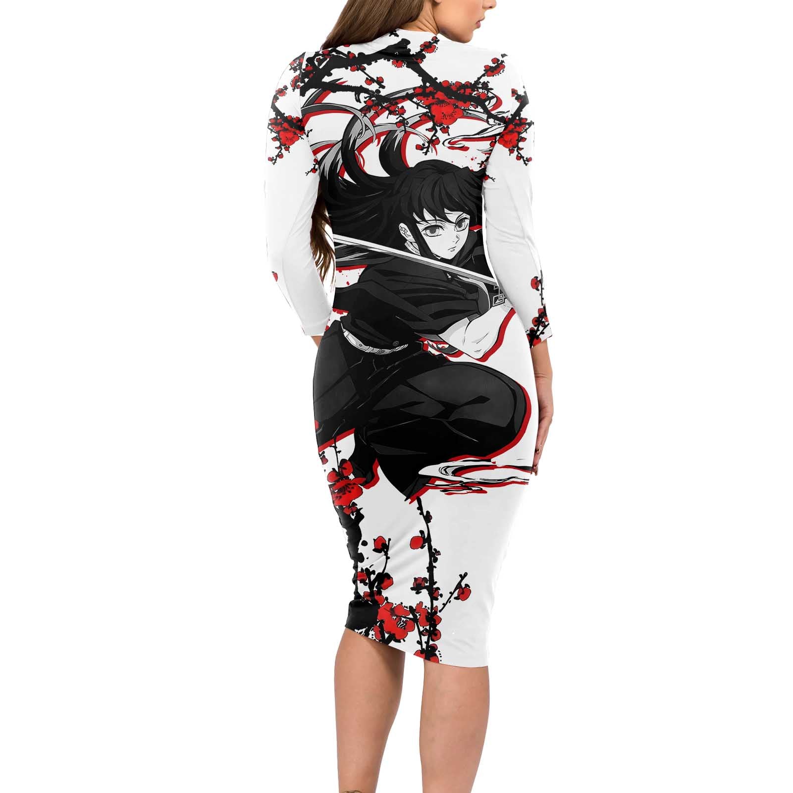 Muichiro Tokito - Demon Slayer Long Sleeve Bodycon Dress Anime Japan Style