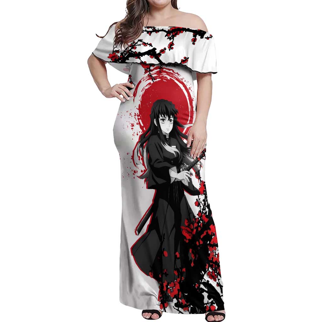 Muichiro Tokito - Demon Slayer Off Shoulder Maxi Dress Anime Japan Style