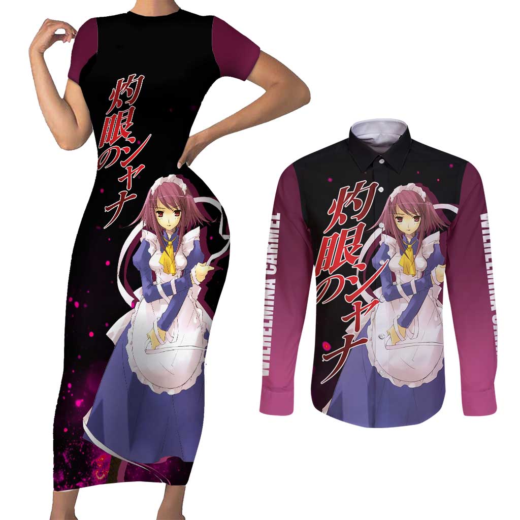 Wilhelmina Carmel - Shakugan no Shana Couples Matching Short Sleeve Bodycon Dress and Long Sleeve Button Shirt Anime Style
