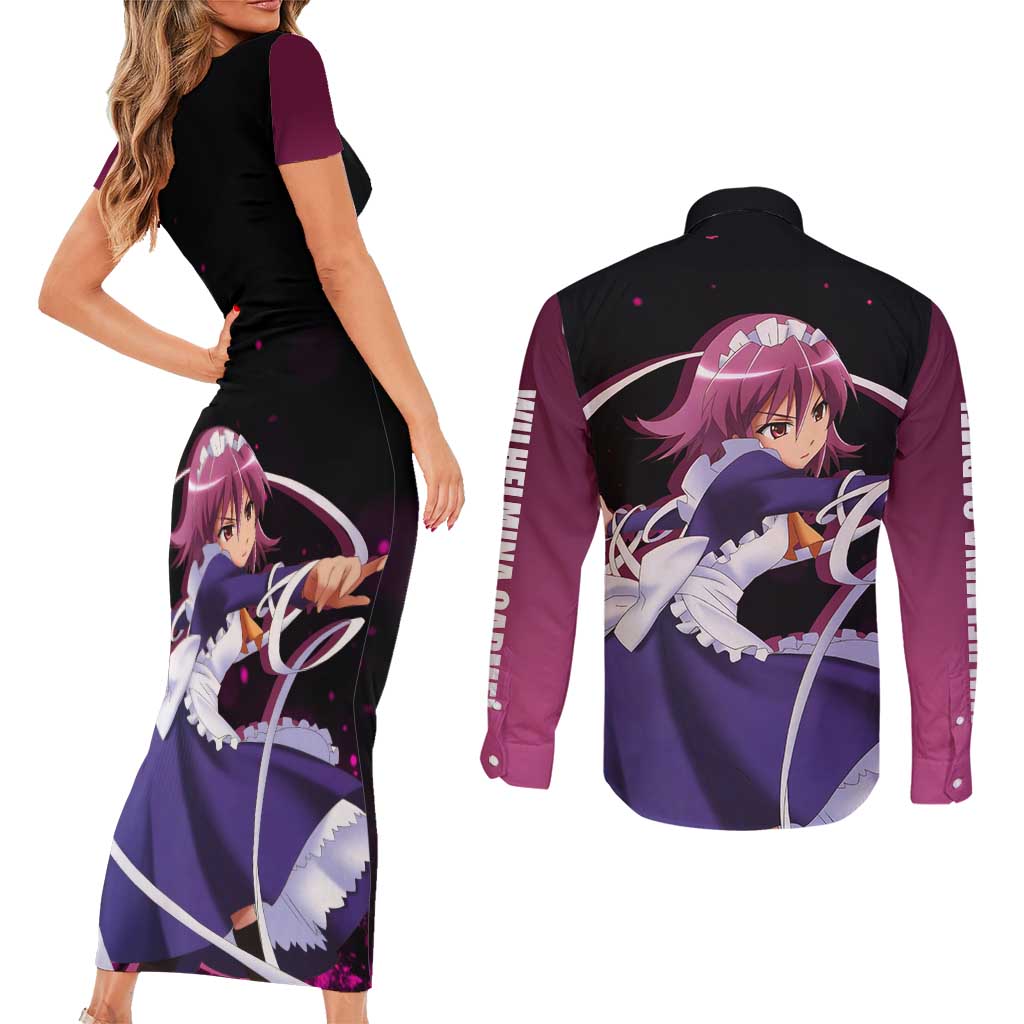 Wilhelmina Carmel - Shakugan no Shana Couples Matching Short Sleeve Bodycon Dress and Long Sleeve Button Shirt Anime Style
