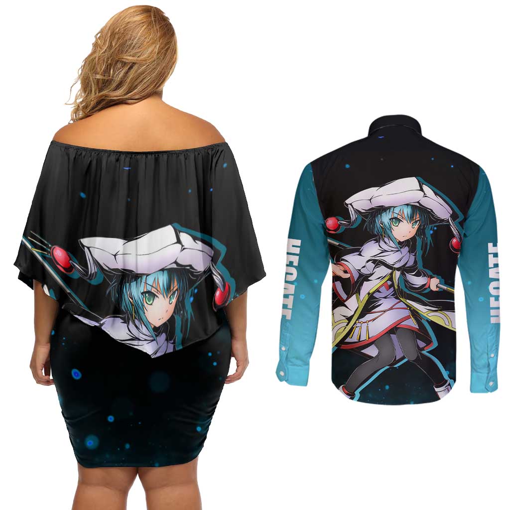 Hecate - Shakugan no Shana Couples Matching Off Shoulder Short Dress and Long Sleeve Button Shirt Anime Style