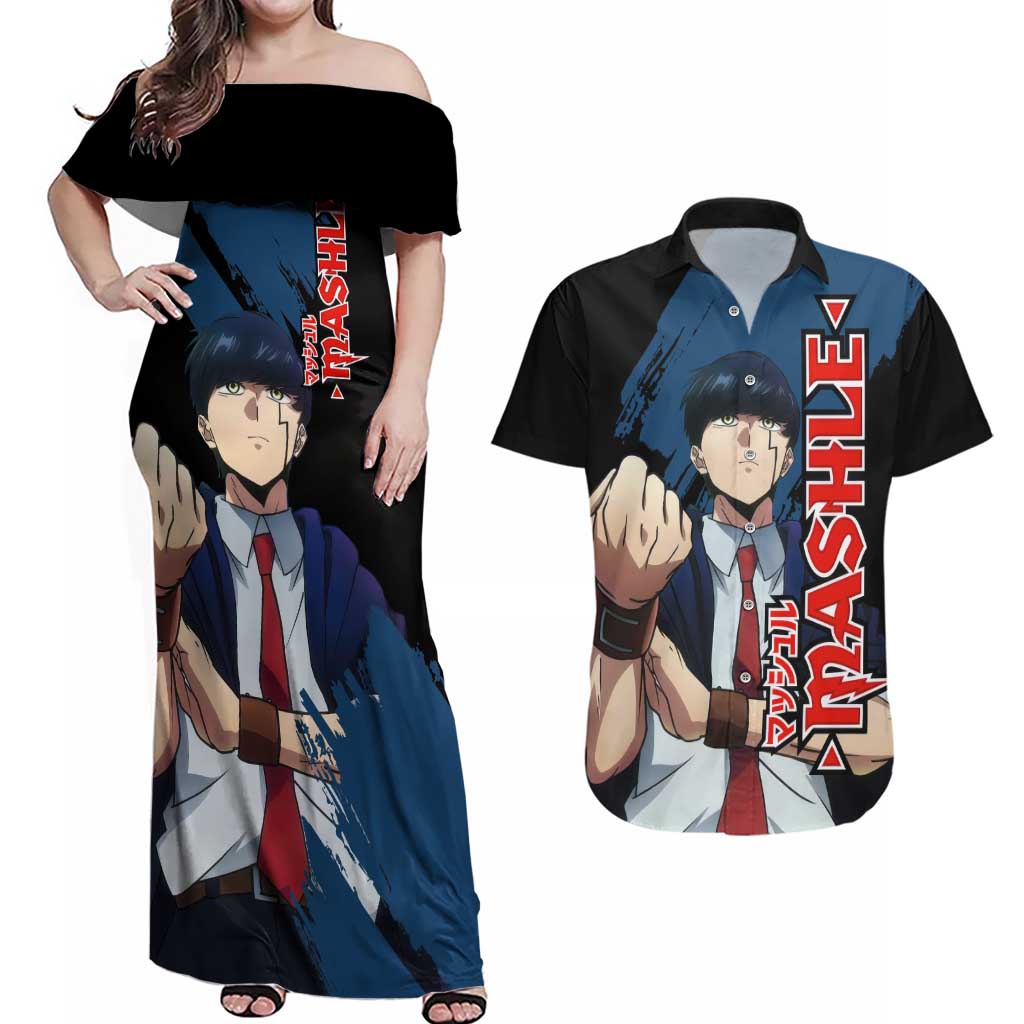 Mash Burnedead - Magic And Muscles Couples Matching Off Shoulder Maxi Dress and Hawaiian Shirt Anime Style