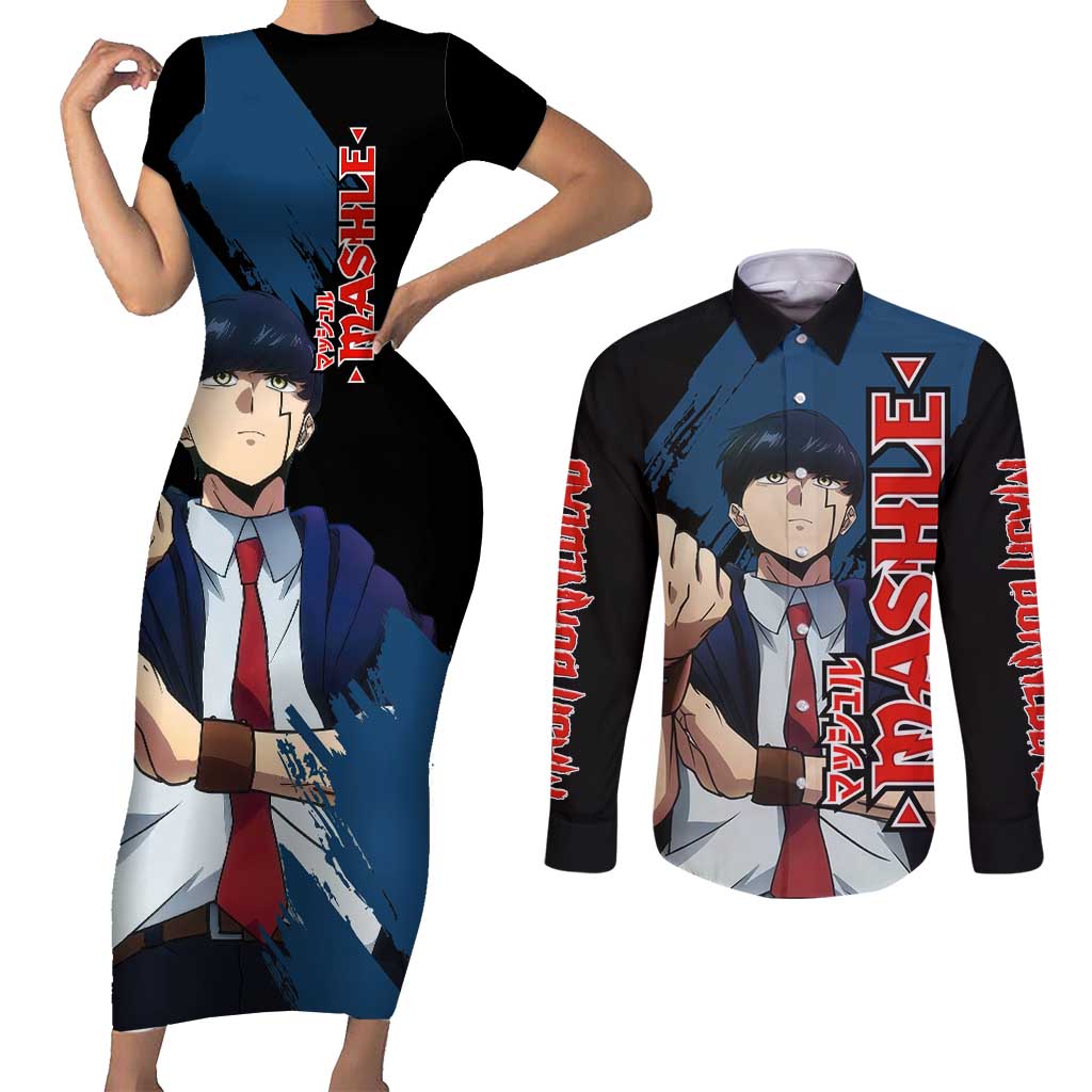 Mash Burnedead - Magic And Muscles Couples Matching Short Sleeve Bodycon Dress and Long Sleeve Button Shirt Anime Style