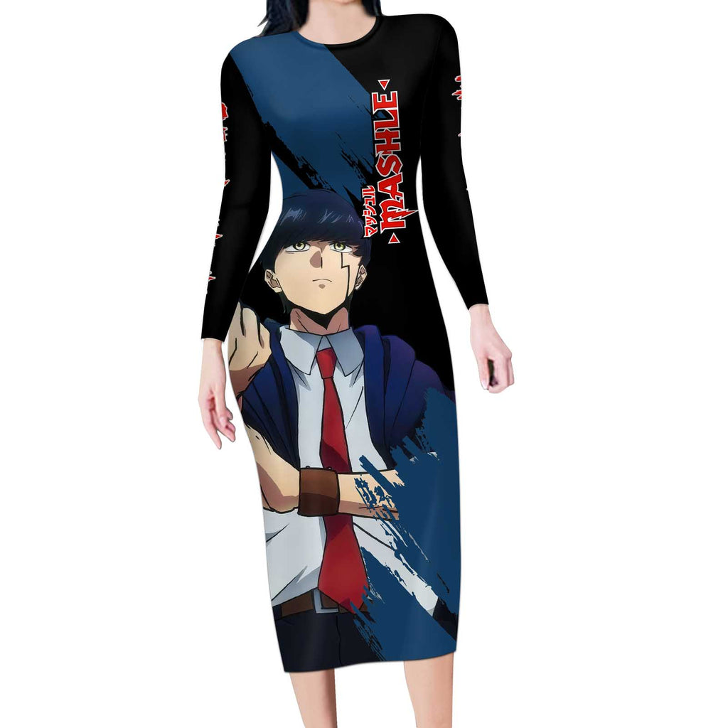 Mash Burnedead - Magic And Muscles Long Sleeve Bodycon Dress Anime Style