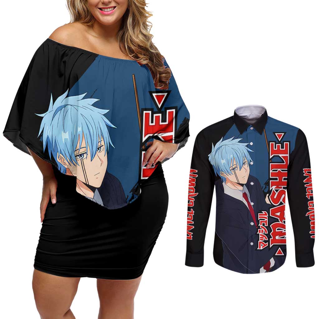 Lance Crown - Magic And Muscles Couples Matching Off Shoulder Short Dress and Long Sleeve Button Shirt Anime Style