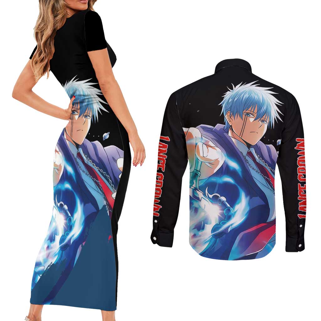Lance Crown - Magic And Muscles Couples Matching Short Sleeve Bodycon Dress and Long Sleeve Button Shirt Anime Style