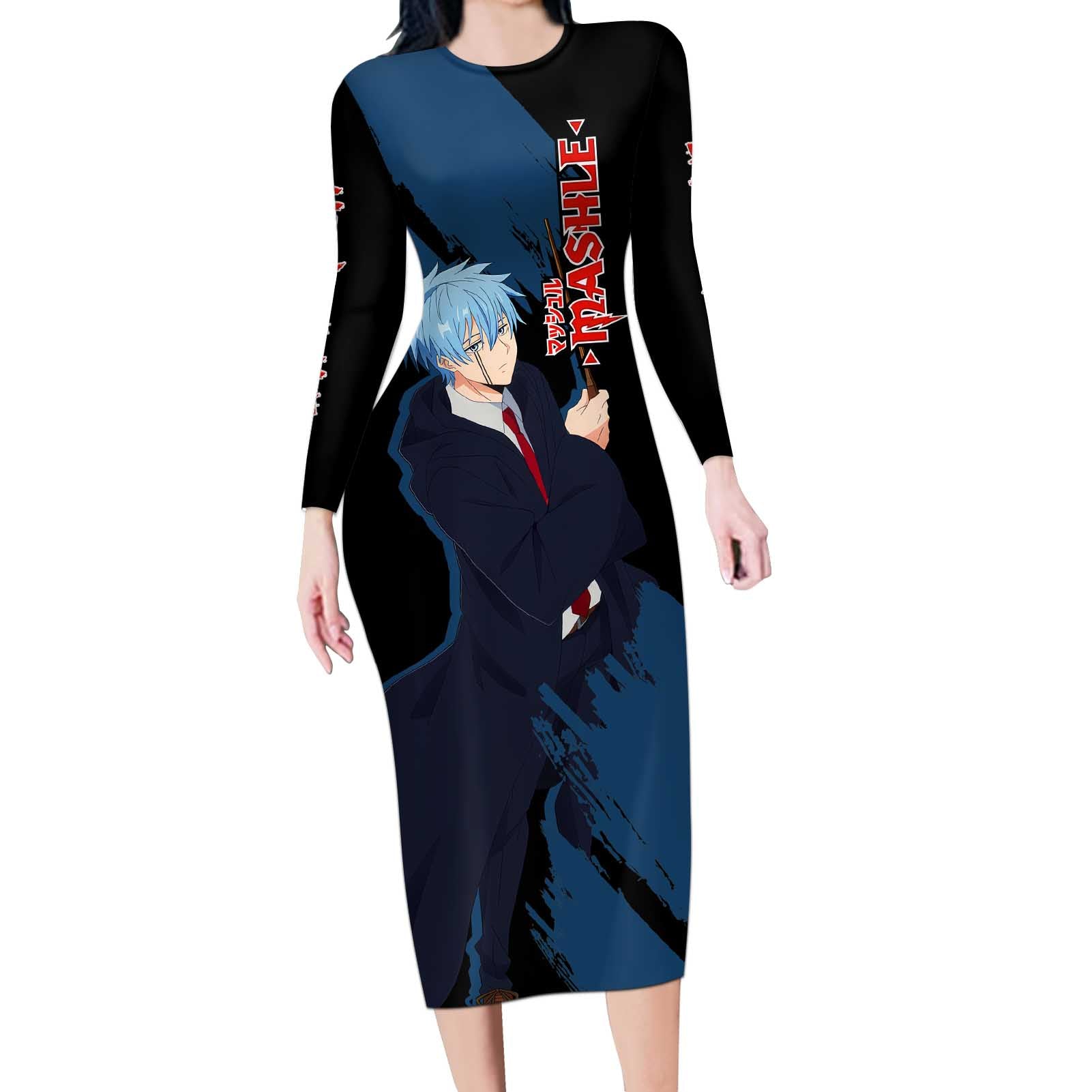 Lance Crown - Magic And Muscles Long Sleeve Bodycon Dress Anime Style