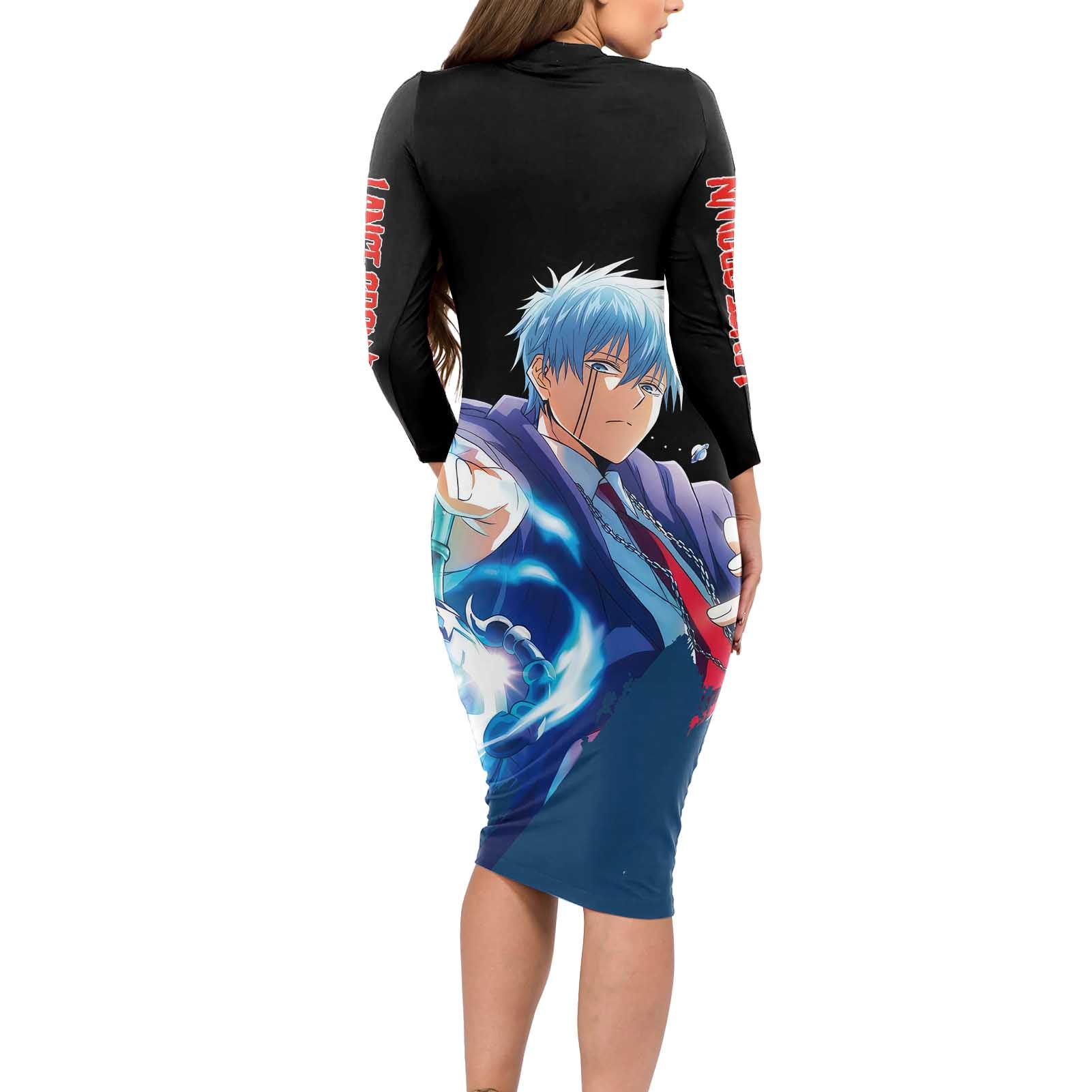 Lance Crown - Magic And Muscles Long Sleeve Bodycon Dress Anime Style