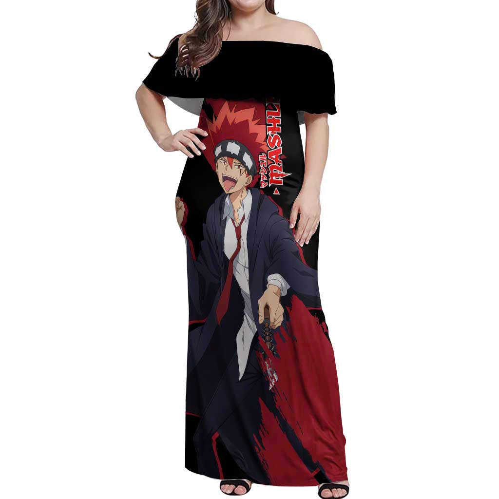 Dot Barrett - Magic And Muscles Off Shoulder Maxi Dress Anime Style