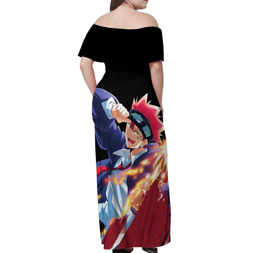 Dot Barrett - Magic And Muscles Off Shoulder Maxi Dress Anime Style