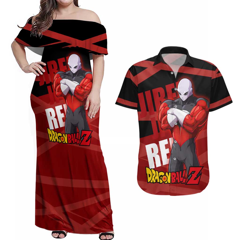 Jiren - Dragon Ball Couples Matching Off Shoulder Maxi Dress and Hawaiian Shirt Anime Style