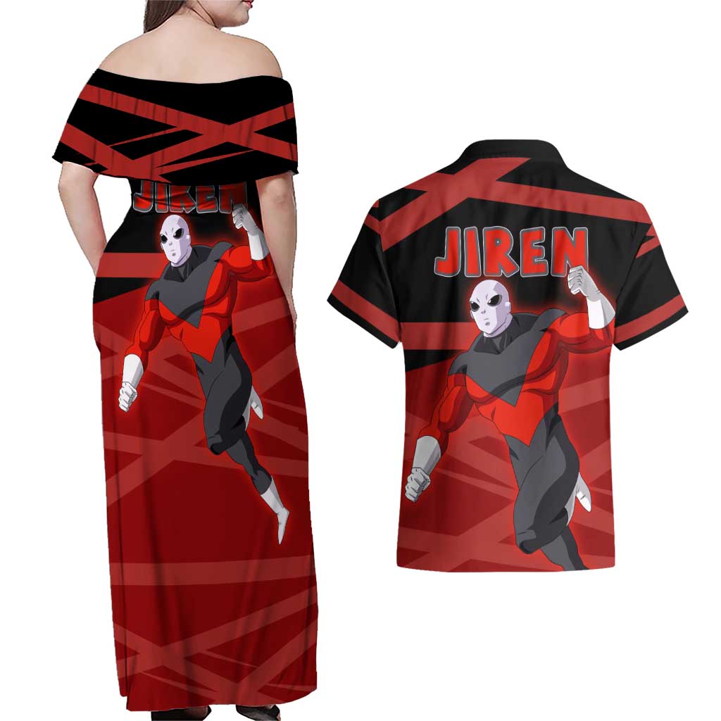Jiren - Dragon Ball Couples Matching Off Shoulder Maxi Dress and Hawaiian Shirt Anime Style