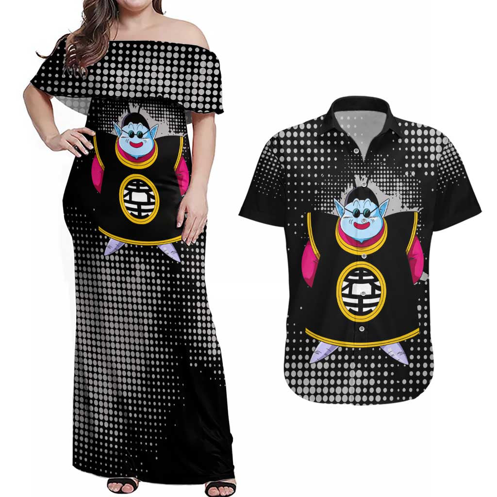 King Kai - Dragon Ball Couples Matching Off Shoulder Maxi Dress and Hawaiian Shirt Anime Style