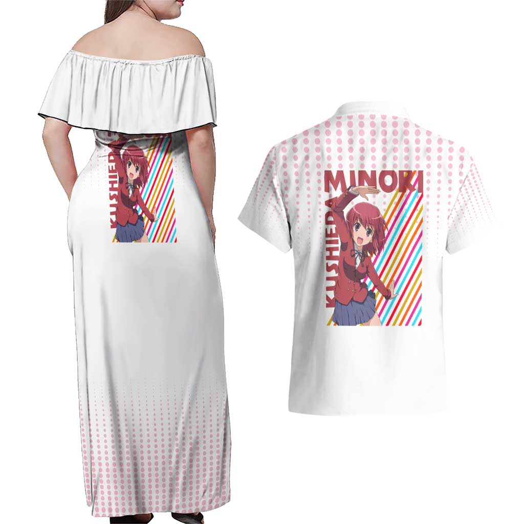 Minori Kushieda - Toradora Couples Matching Off Shoulder Maxi Dress and Hawaiian Shirt Anime Style