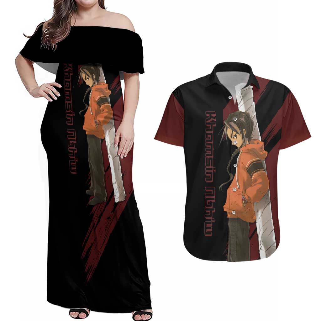 Khamsin Nbh'w - Shakugan no Shana Couples Matching Off Shoulder Maxi Dress and Hawaiian Shirt Anime Style