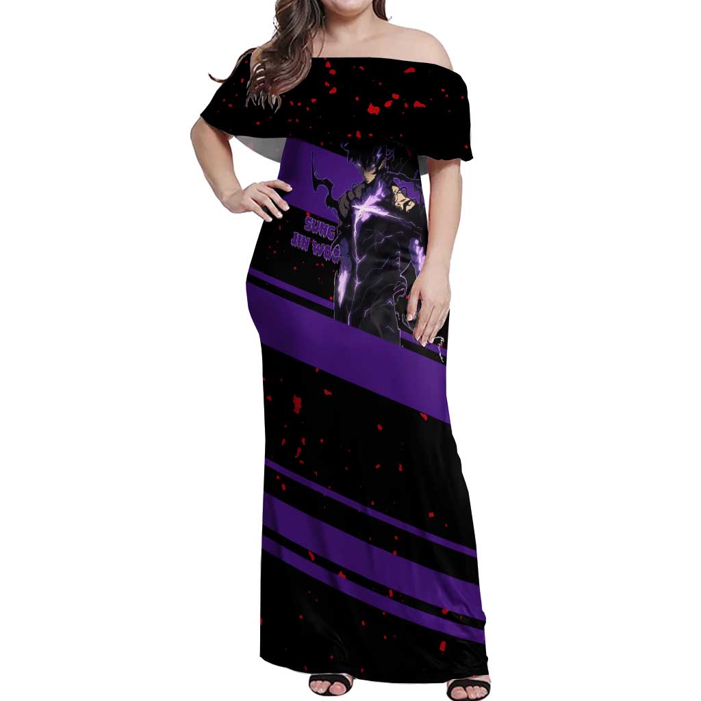 Sung Jin Woo - Solo Leveling Off Shoulder Maxi Dress Anime Style