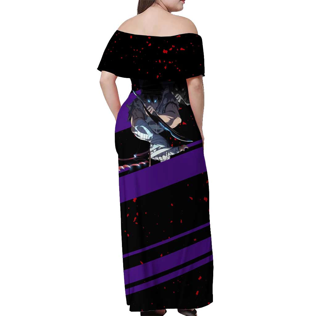 Sung Jin Woo - Solo Leveling Off Shoulder Maxi Dress Anime Style