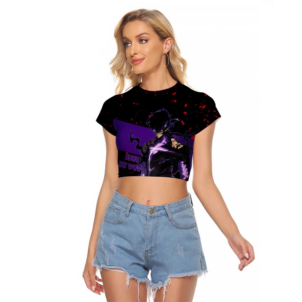 Sung Jin Woo - Solo Leveling Raglan Cropped T Shirt Anime Style