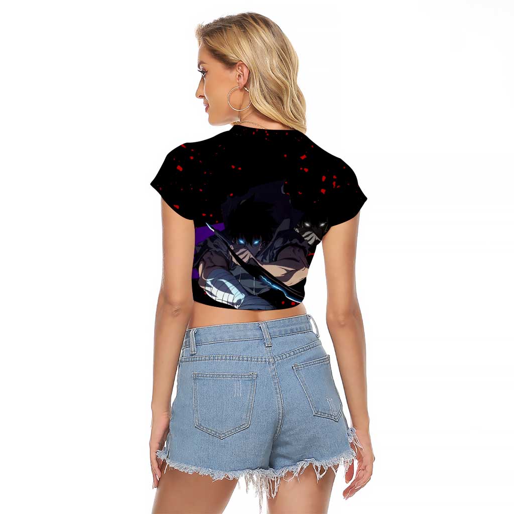Sung Jin Woo - Solo Leveling Raglan Cropped T Shirt Anime Style