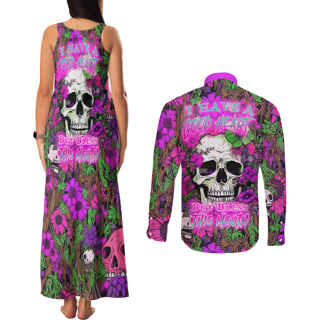 i-have-a-good-heart-but-bless-this-mouth-couples-matching-tank-maxi-dress-and-long-sleeve-button-shirts