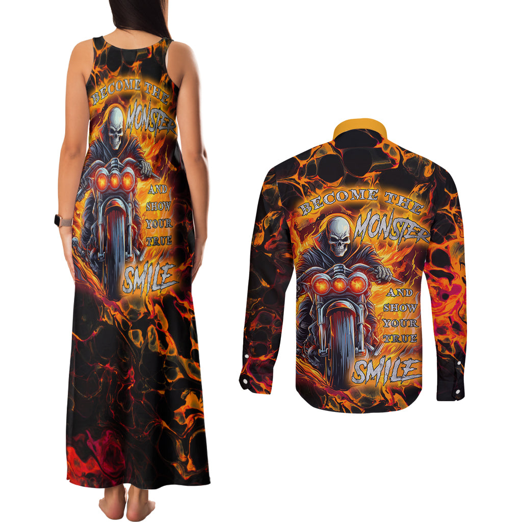 be-come-the-monster-and-show-your-true-smile-couples-matching-tank-maxi-dress-and-long-sleeve-button-shirts