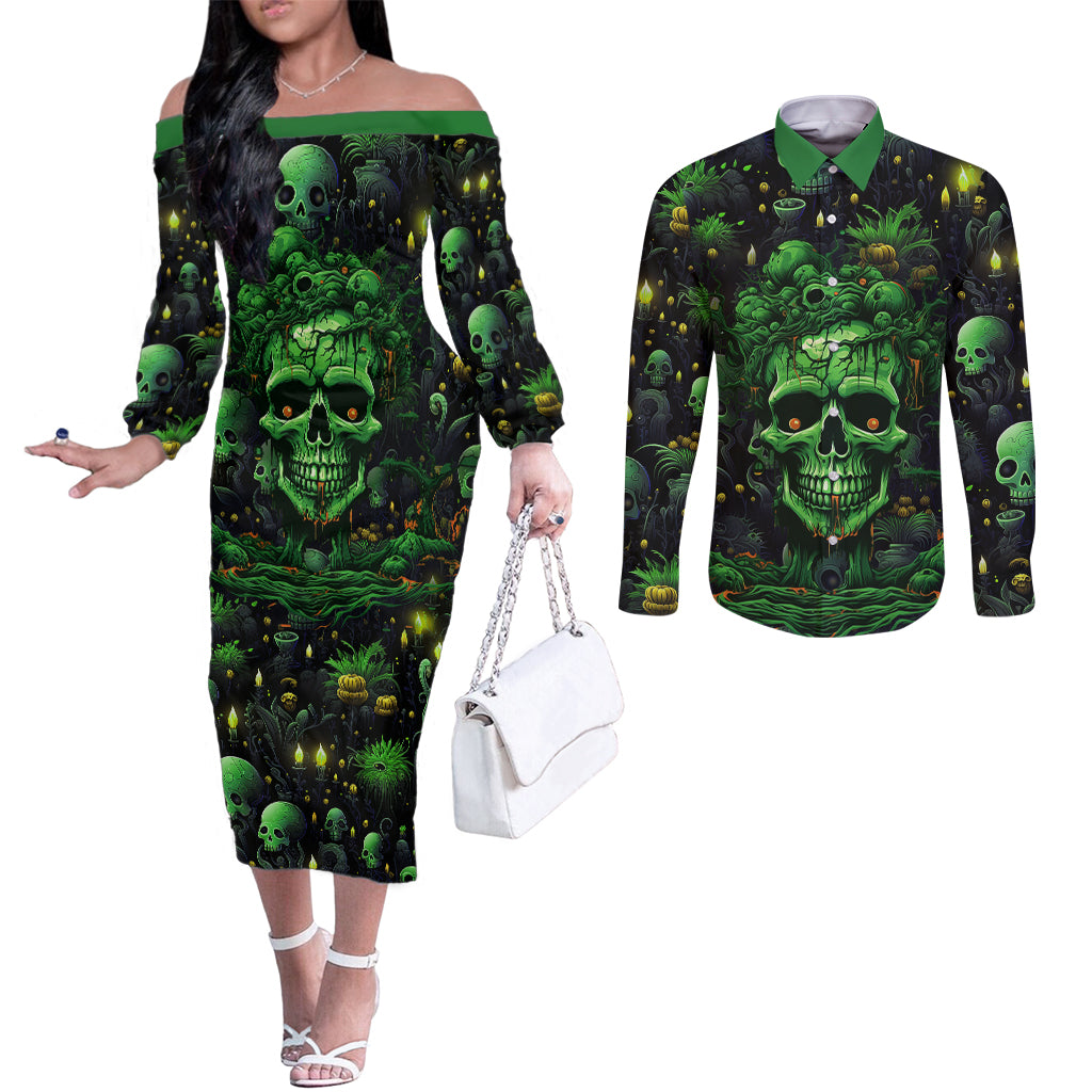 i-can-fix-stupid-but-is-gonna-hurt-couples-matching-off-the-shoulder-long-sleeve-dress-and-long-sleeve-button-shirts