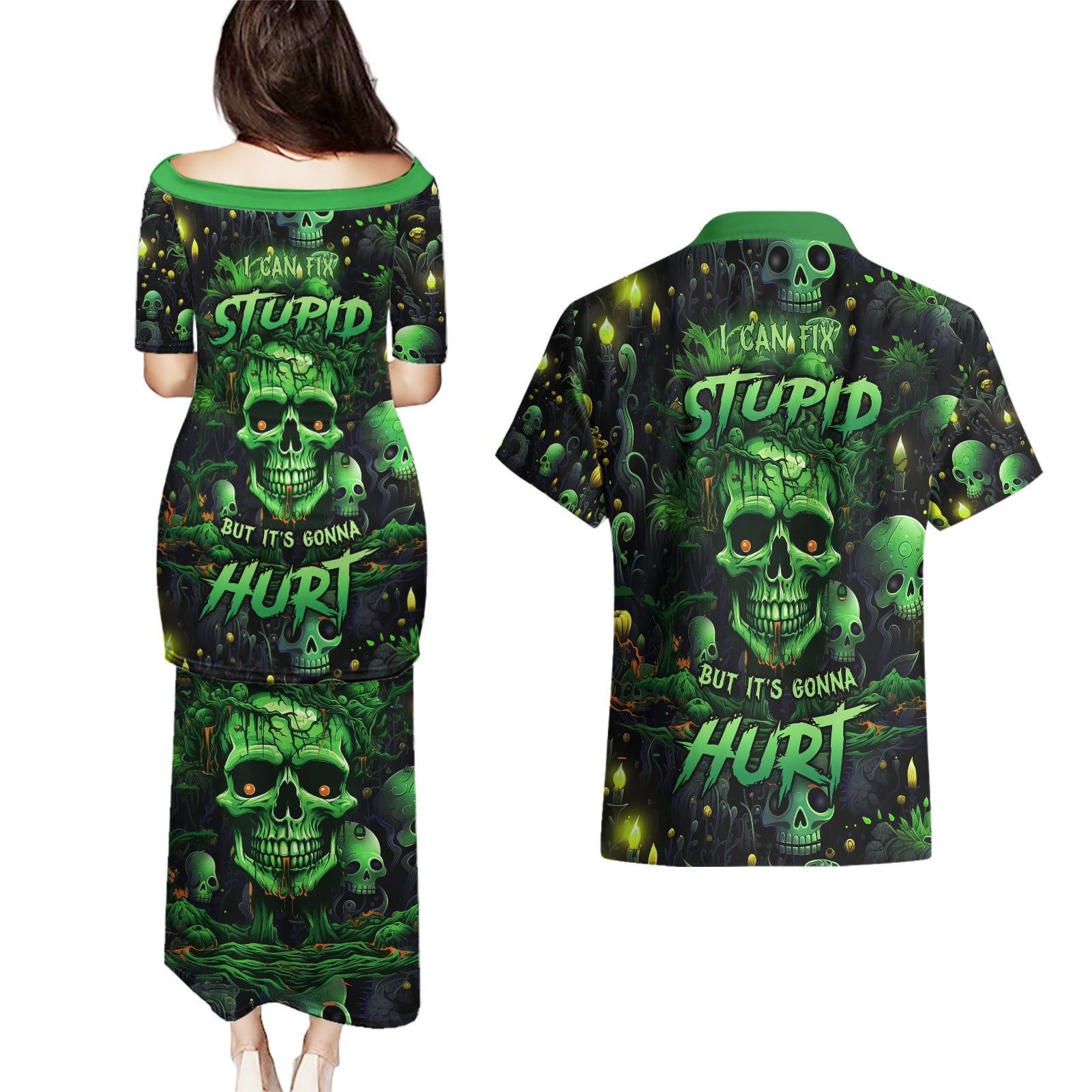 i-can-fix-stupid-but-is-gonna-hurt-couples-matching-puletasi-dress-and-hawaiian-shirt