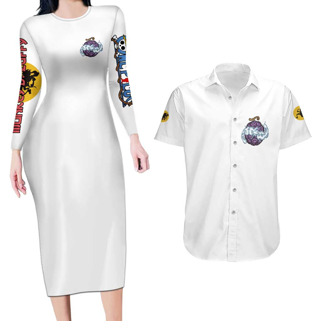 5th Gear Luffy One Piece Couples Matching Long Sleeve Bodycon Dress and Hawaiian Shirt Anime Style