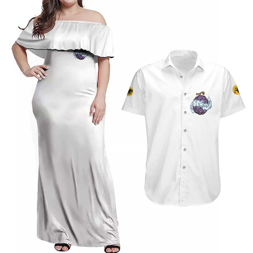 5th Gear Luffy One Piece Couples Matching Off Shoulder Maxi Dress and Hawaiian Shirt Anime Style