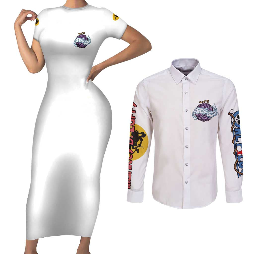 5th Gear Luffy One Piece Couples Matching Short Sleeve Bodycon Dress and Long Sleeve Button Shirt Anime Style