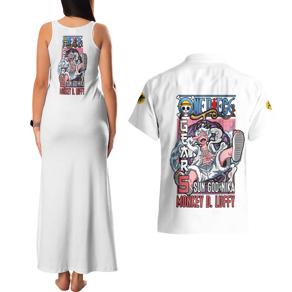 5th Gear Luffy One Piece Couples Matching Tank Maxi Dress and Hawaiian Shirt Anime Style
