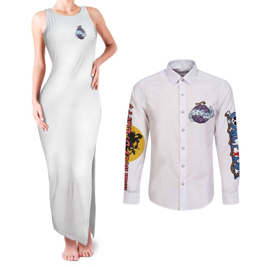 5th Gear Luffy One Piece Couples Matching Tank Maxi Dress and Long Sleeve Button Shirt Anime Style