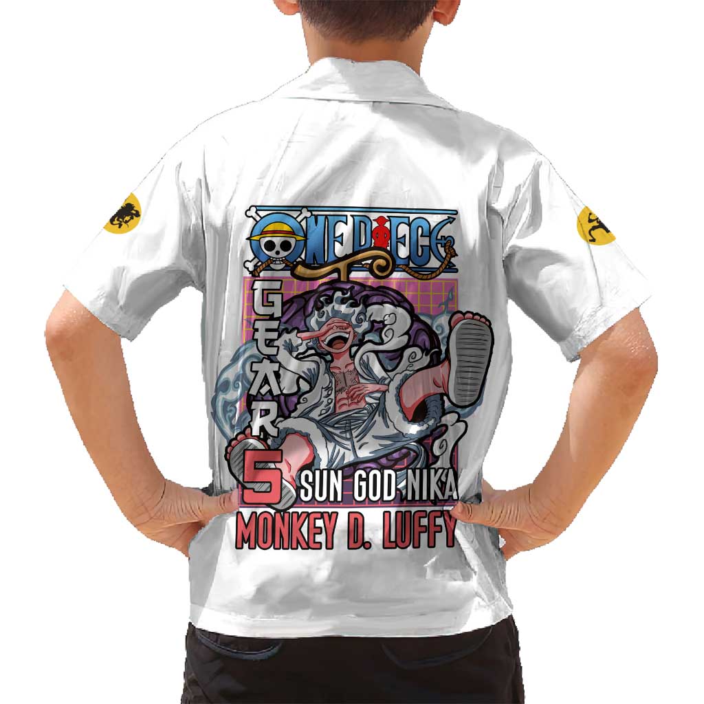 5th Gear Luffy One Piece Family Matching Long Sleeve Bodycon Dress and Hawaiian Shirt Anime Style