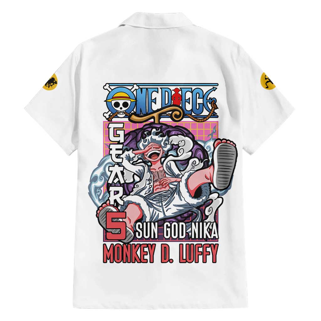 5th Gear Luffy One Piece Family Matching Long Sleeve Bodycon Dress and Hawaiian Shirt Anime Style