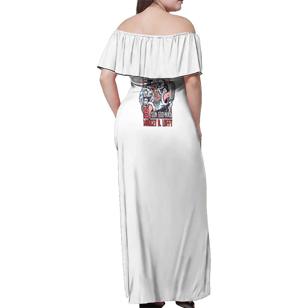 5th Gear Luffy One Piece Family Matching Off Shoulder Maxi Dress and Hawaiian Shirt Anime Style