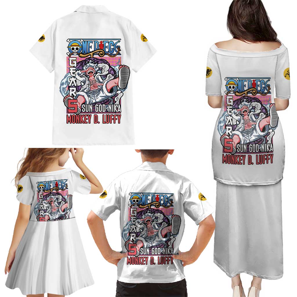 5th Gear Luffy One Piece Family Matching Puletasi and Hawaiian Shirt Anime Style