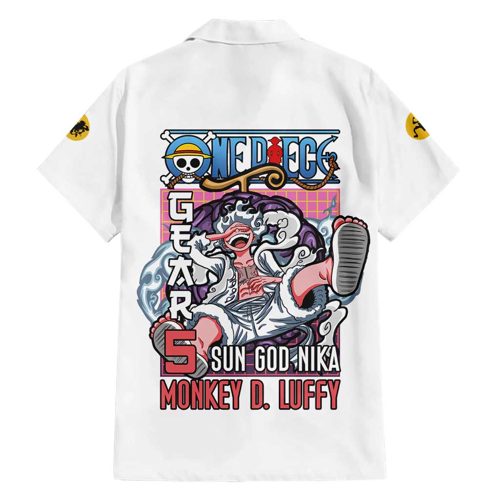 5th Gear Luffy One Piece Family Matching Short Sleeve Bodycon Dress and Hawaiian Shirt Anime Style
