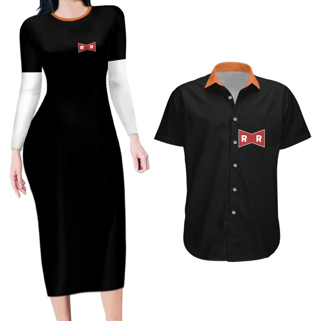 Android 17 Dragon Ball Z Couples Matching Long Sleeve Bodycon Dress and Hawaiian Shirt Anime Style