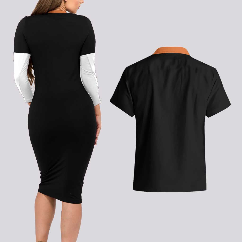 Android 17 Dragon Ball Z Couples Matching Long Sleeve Bodycon Dress and Hawaiian Shirt Anime Style