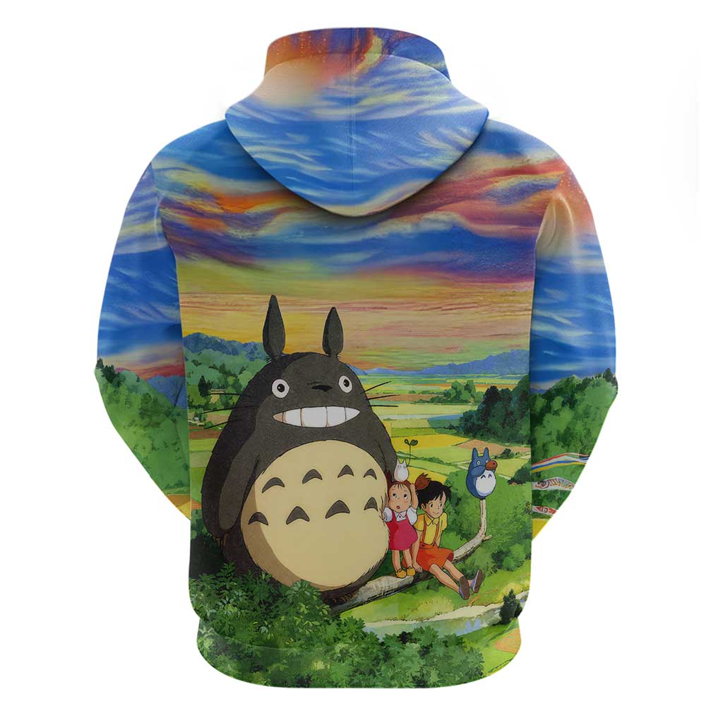 Trippy My Neighbor Totoro Studio Ghibli Hoodie Anime  Mix Oil Paint Trippy Style