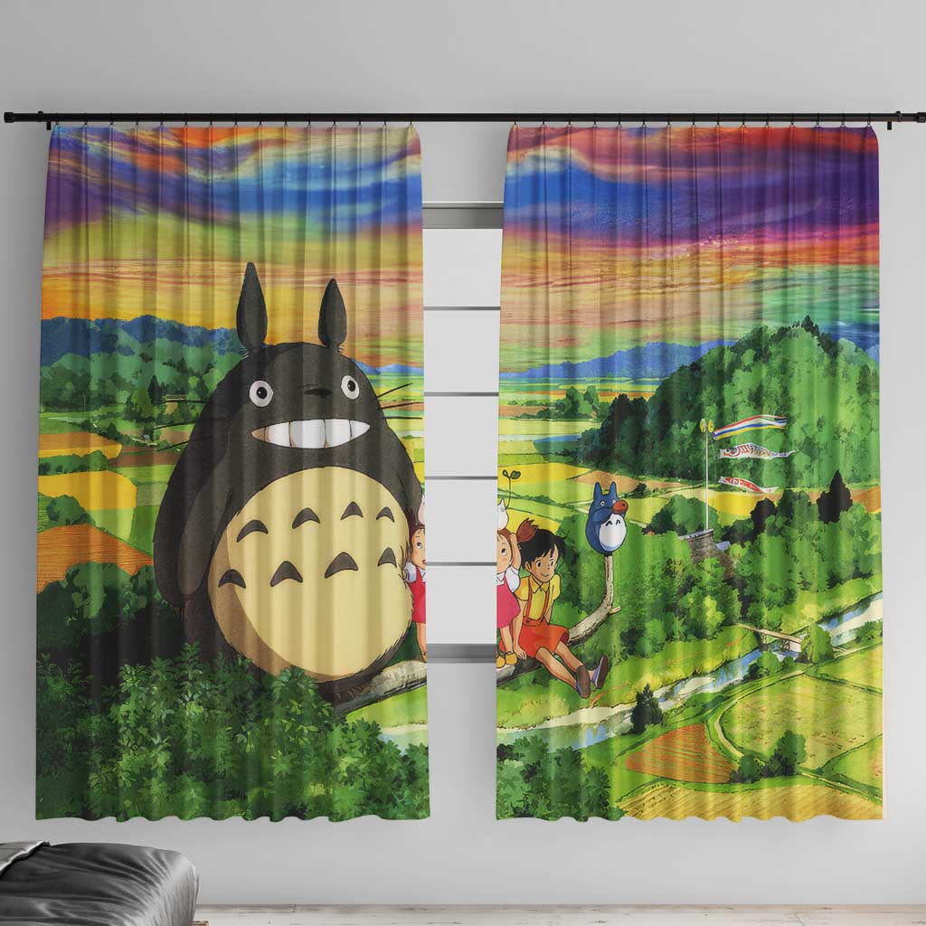 Trippy My Neighbor Totoro Studio Ghibli Window Curtain Anime  Mix Oil Paint Trippy Style